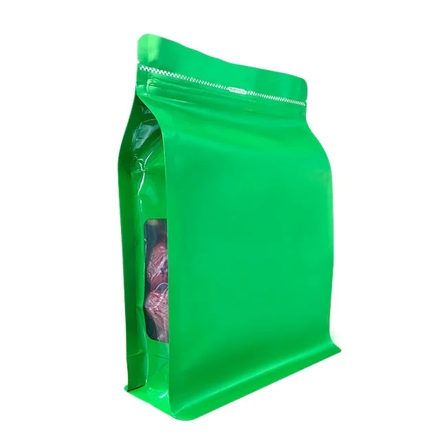 TP-S10FBW Custom Printing Flat Bottom Resealable Waterproof Food Packaging Bags with Window-01