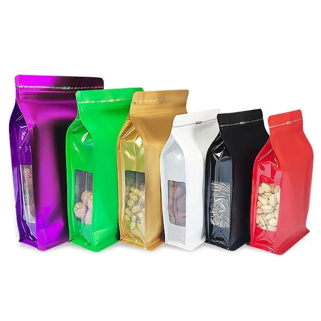 TP-S10FBW Custom Printing Flat Bottom Resealable Waterproof Food Packaging Bags with Window-09