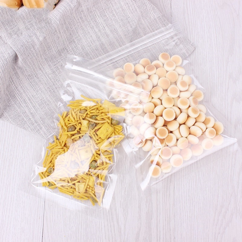 TP-S9C In Stock and Custom Clear Transparent 3 Side Seal Resealable Zip Lock Food Packaging Bags-06