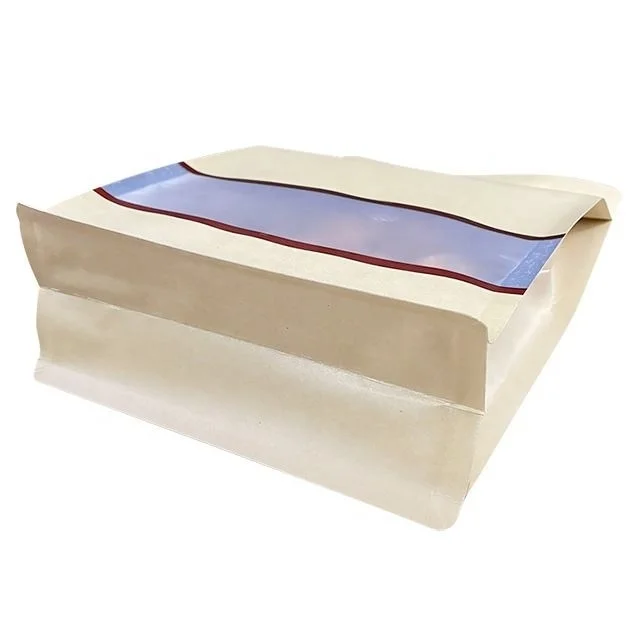 TP S21KAFBW Eco Friendly Kraft Paper Pouches with Zipper and Window 01