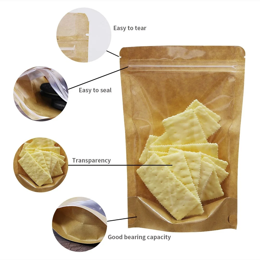 TP S34CKS In Stock Kraft Paper and PET Stand Up Food Packaging Bag with Zipper 06