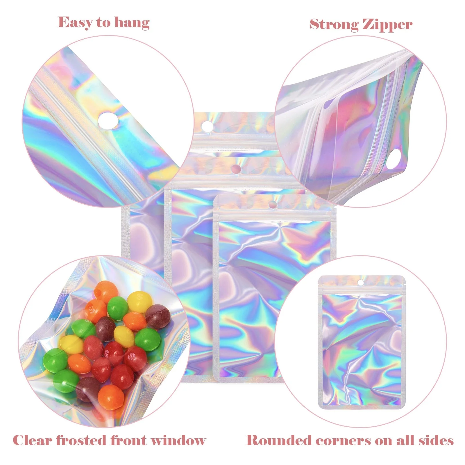 TP S46 Custom Printed Reusable Holographic Mini Ziplock Bags 12